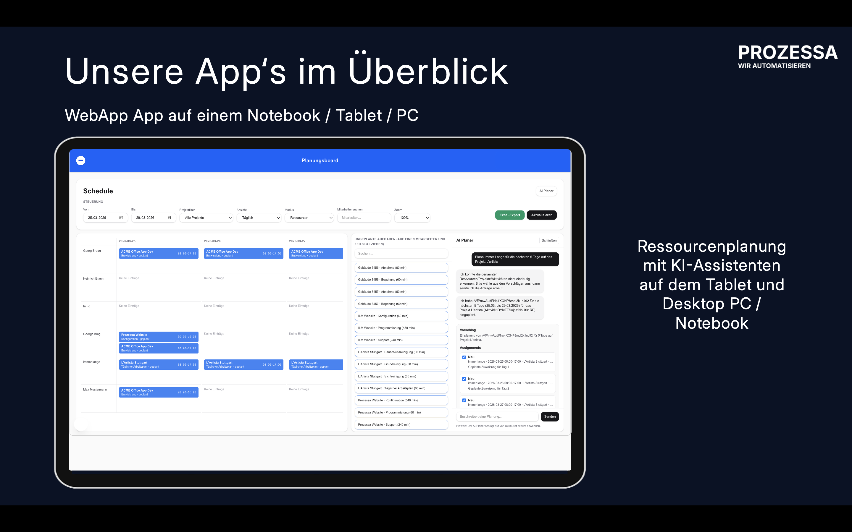 WorkCaptureWeb App – Planung, Verwaltung & Service